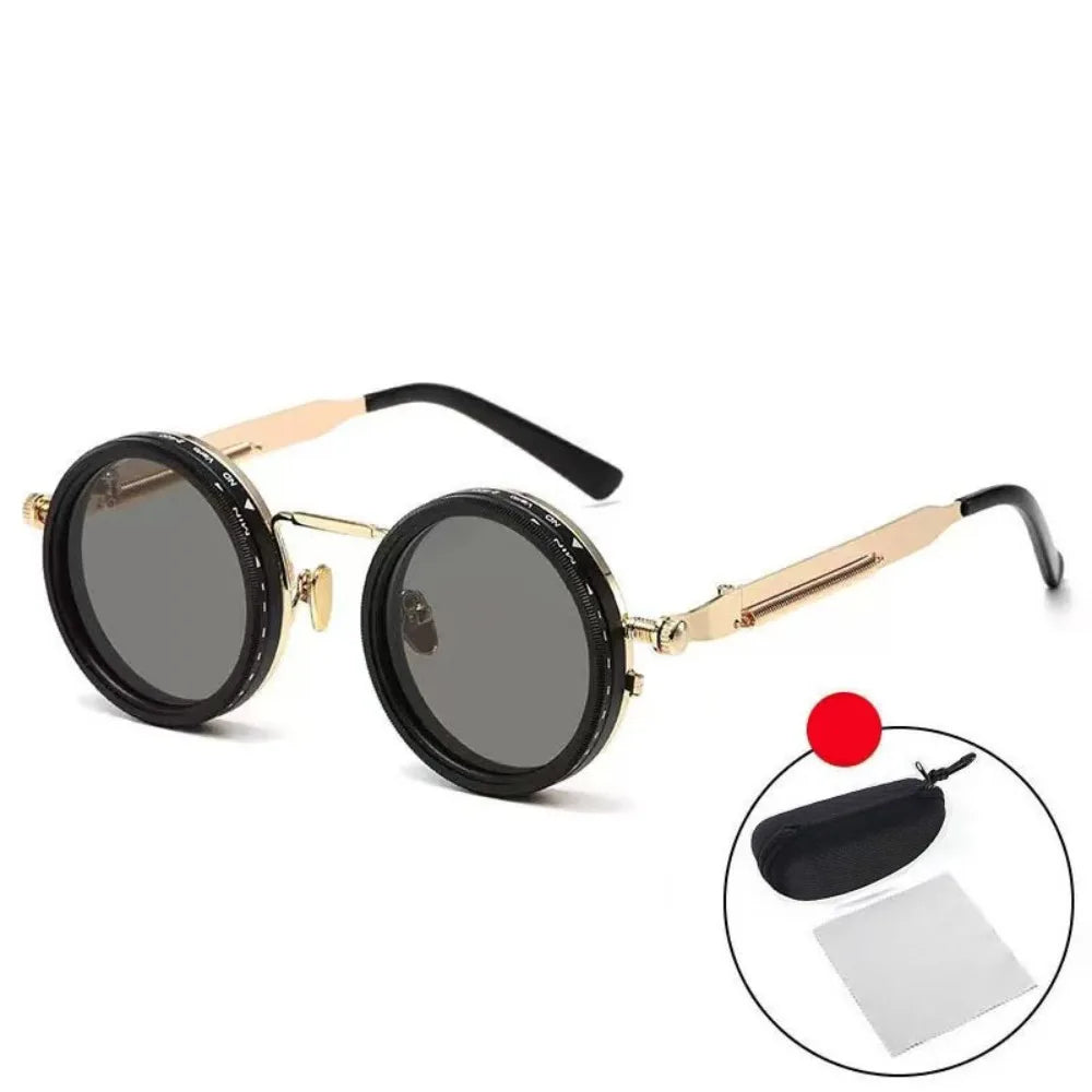 ND9 Anti-UV Sunglasses Round 9 Level Dimming Fishing Sunglasses Retro with Glasse Case Adjustable Dimming Sunglasses Driving
