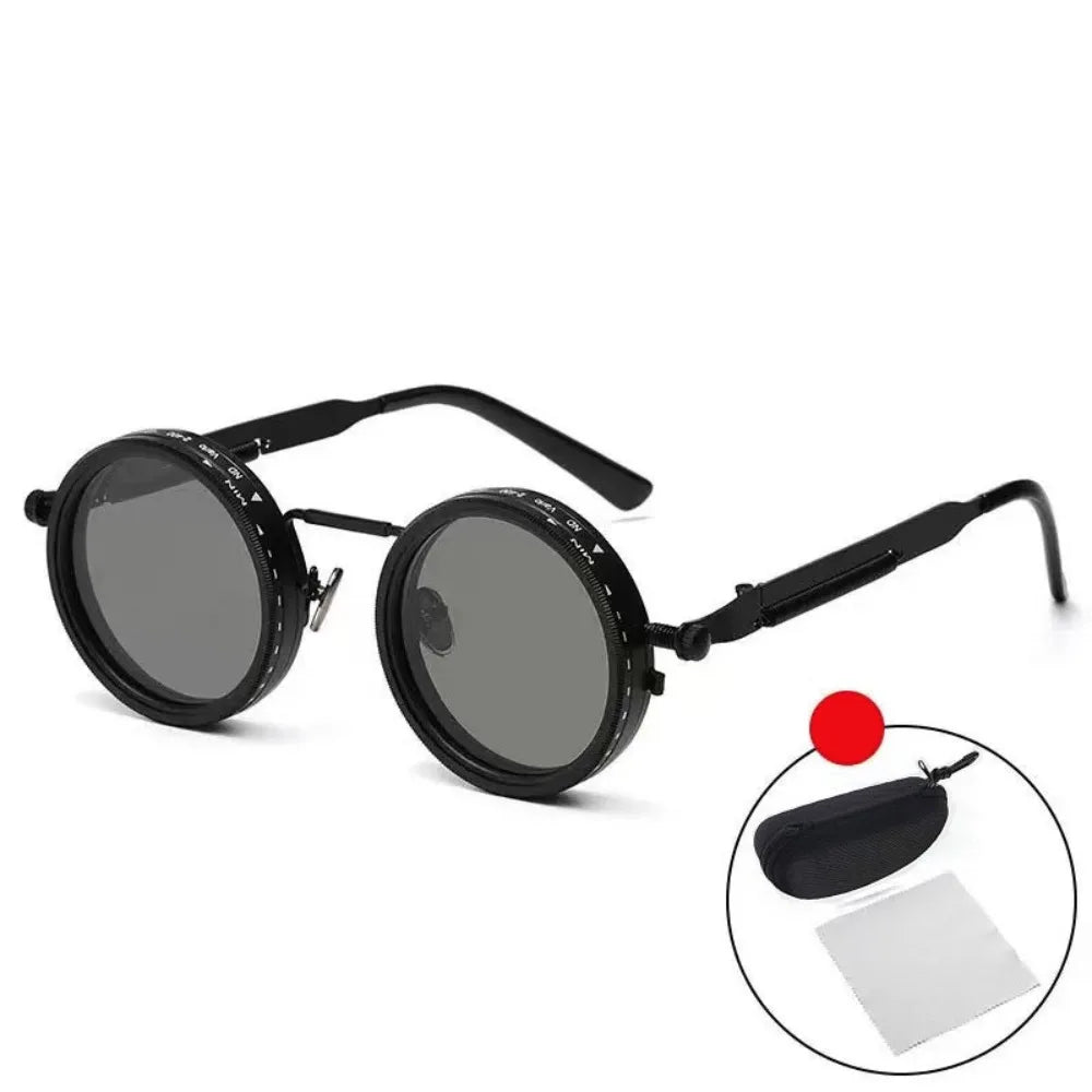 ND9 Anti-UV Sunglasses Round 9 Level Dimming Fishing Sunglasses Retro with Glasse Case Adjustable Dimming Sunglasses Driving